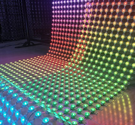 P100 80W RGB LED Mesh Wall Screen Outdoor IP67 DC12V Flexible Scrolling Media Facade