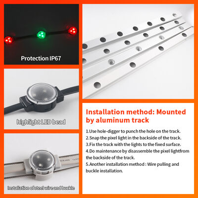 50mm RGBW Pixel Point Light Source 2W DMX512 IP67 Waterproof 120° Beam Angle Outdoor