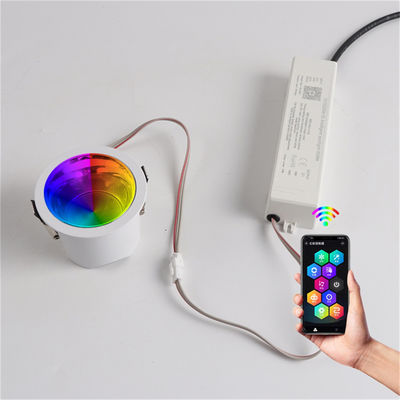 インテリジェントなモバイルアプリ制御, 12W RGBW リセス LEDダウンライト トリムレス 400LM 商用および家庭用 アンチブレア